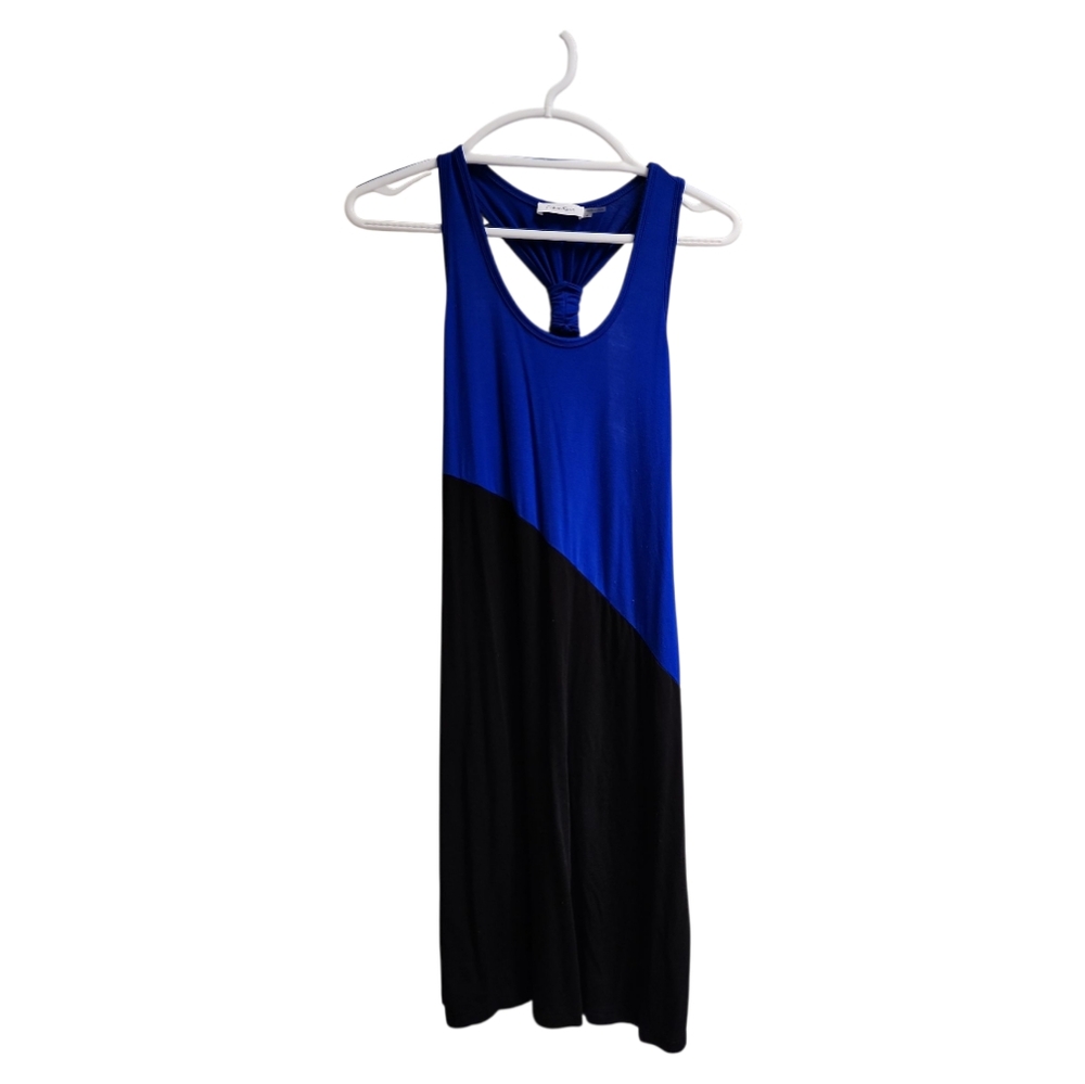 Blue and Black Sleeveless Dress